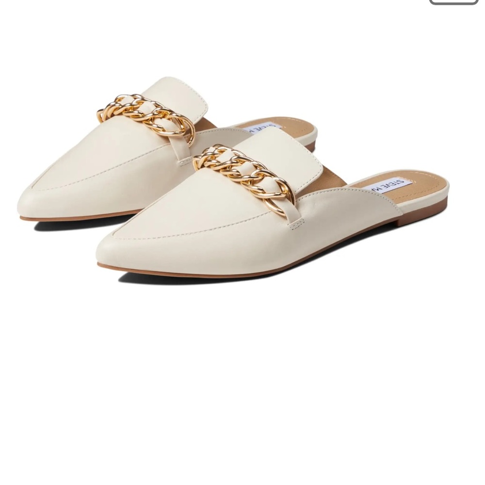Steve Madden Faine Flat Mule. Bone leather. 10 M.